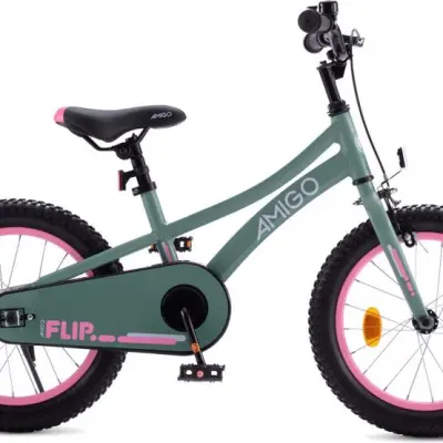 AMIGO - Barncykel Flip 18 Inch 26.5 Cm Grön/Rosa