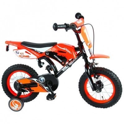 Barncykel Volare Motocross 12 tum - Stödhjul (Orange)