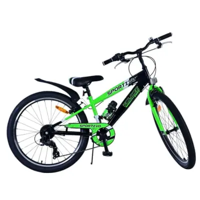 Barncykel - Volare - Sportivo Kids Bike - 24 Tum - 7 Växlar - Svart Grön