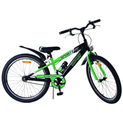 Barncykel - Volare - Sportivo Kids Bike - 24 Tum - Svart Grön - Två Handbromsar