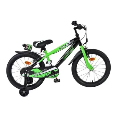 Barncykel - Volare - Sportivo Kinderfiets - 18 Tum - Grön Svart - Två Handbromsar