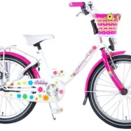 Barncykel Volare Yipeeh 20 tum - Pakethållare, Cykelkorg (Vit/Rosa)