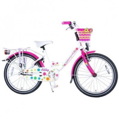 Barncykel Volare Yipeeh 20 tum - Pakethållare, Cykelkorg (Vit/Rosa)