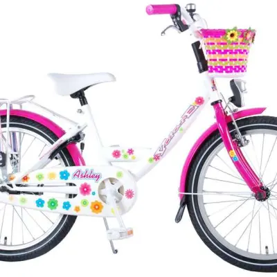 Barncykel Volare Yipeeh 20 tum - Pakethållare, Cykelkorg (Vit/Rosa)