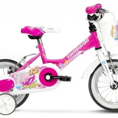 Lombardo - Barncykel - Baffy 12 Tum Fuchsia/Vit