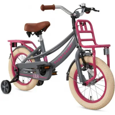 Supersuper - Barncykel - Lola 14 Tum Rosa/Grå