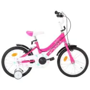 VidaXl Barncykel 16 Tum Svart Och Rosa