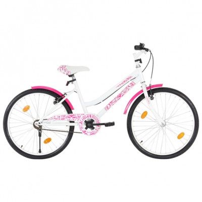 VidaXl Barncykel 24 Tum Rosa Och Vit