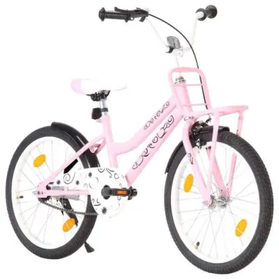 VidaXl Barncykel Med Frampakethållare 20 Tum Rosa Och Svart