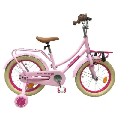 Volare - Barncykel - Excellent 16 Tum Rosa - Fotbroms Med Pakethållare Fram