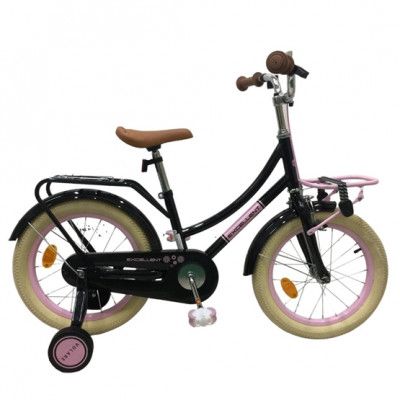 Volare - Barncykel - Excellent 16 Tum Svart - Fotbroms Med Pakethållare Fram