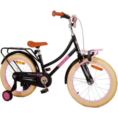 Volare - Barncykel - Excellent 18 Tum Svart - Fotbroms Med Pakethållare Fram