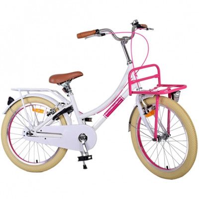 Volare - Barncykel - Excellent 20 Tum Vit - Dubbla Handbromsar Med Pakethållare Fram