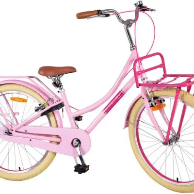 Volare - Barncykel - Excellent 24 Tum Rosa - Dubbla Handbromsar Med Pakethållare Fram