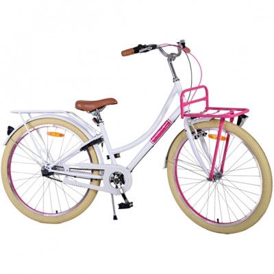 Volare - Barncykel - Excellent 26 Tum Vit - Nexus 3 Med Pakethållare Fram