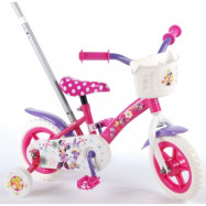 Volare Disney Minnie, Barncykel med stång&stödhjul 10"rosa