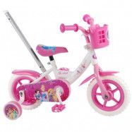 Volare Disney Princess, Barncykel 10"Deluxe - White/Pink Med Stång Och Stödhjul