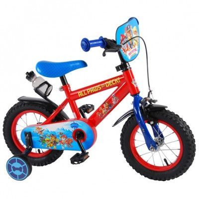 Volare Paw Patrol Barncykel 12 tum - Stödhjul, flaskhållare (Röd/Blå)