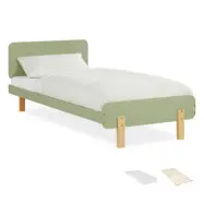 Homestyle4u Enkelsäng Med Madrass Och Fotända - 90x200 Cm - Grön