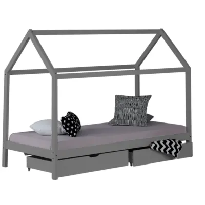 Homestyle4u Hussäng - Med Lådor Och Madrass - 90x200 - Grå