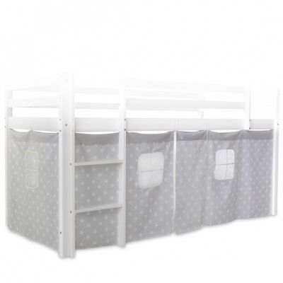 Homestyle4u Loftsäng - Tillbehör Gardin Grå Stjärnor 90x200 Cm