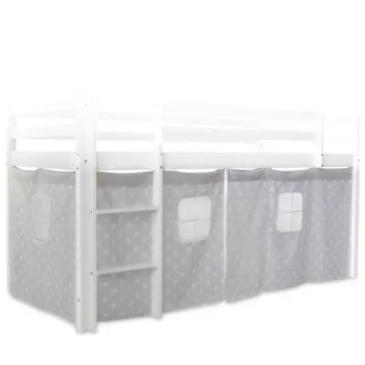 Homestyle4u Loftsäng - Tillbehör Gardin Grå Stjärnor 90x200 Cm