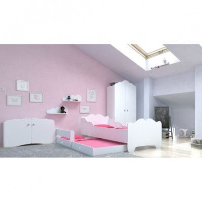 KOBI Barnsäng - Ania Med Madrass Och Extrasäng - White - 160 x 80 Cm