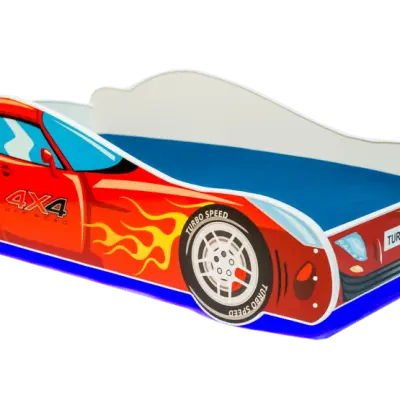 KOBI Barnsäng - Car Med Ledljus Och Madrass - Racer L - 160 x 80 Cm