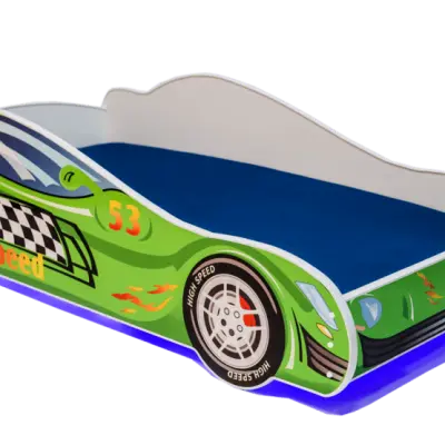 KOBI Barnsäng - Car Med Ledljus Och Madrass - Speed L - 140 x 70 Cm