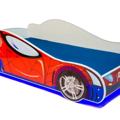 KOBI Barnsäng - Car Med Ledljus Och Madrass - Spider L - 140 x 70 Cm