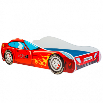 KOBI Barnsäng - Car Med Madrass - Racer - 160 x 80 Cm