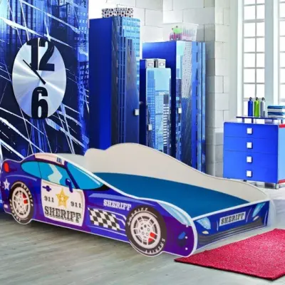 KOBI Barnsäng - Car Med Madrass - Sherriff - 160 x 80 Cm