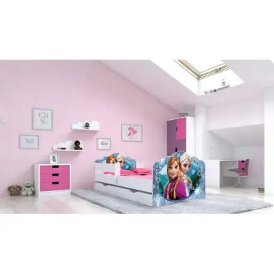 KOBI Barnsäng - Fala Med Madrass - Anna Och Elsa 2 - 140 x 70 Cm