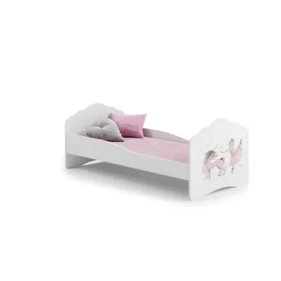 KOBI Barnsäng - Fala Med Madrass - Girl With Unicorns - 140 x 70 Cm