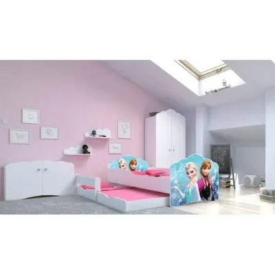 KOBI Barnsäng - Fala Med Madrass Och Extrasäng - Anna Och Elsa 2 - 160 x 80 Cm