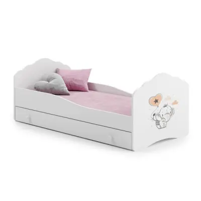 KOBI Barnsäng - Fala Med Madrass Och Extrasäng - Elephant - 160 x 80 Cm