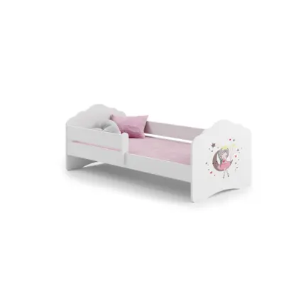 KOBI Barnsäng - Fala Med Madrass Och Skyddskant - Sleepy Princess - 140 x 70 Cm