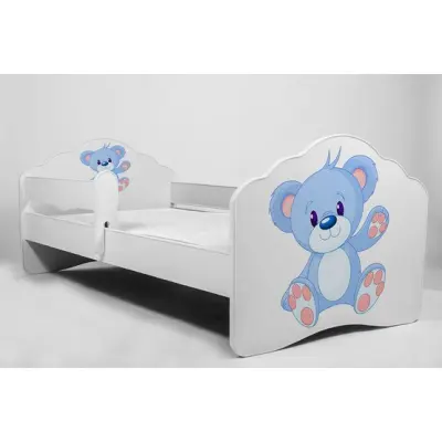 KOBI Barnsäng - Fala Med Madrass, Skyddskant Och Extrasäng - Blue Bear - 160 x 80 Cm