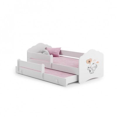 KOBI Barnsäng - Fala Med Madrass, Skyddskant Och Extrasäng - Elephant - 160 x 80 Cm