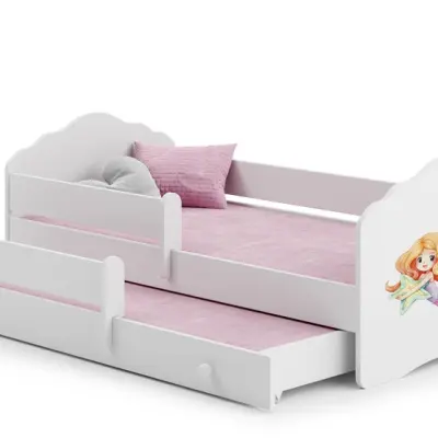 KOBI Barnsäng - Fala Med Madrass, Skyddskant Och Extrasäng - Mermaid - 140 x 70 Cm