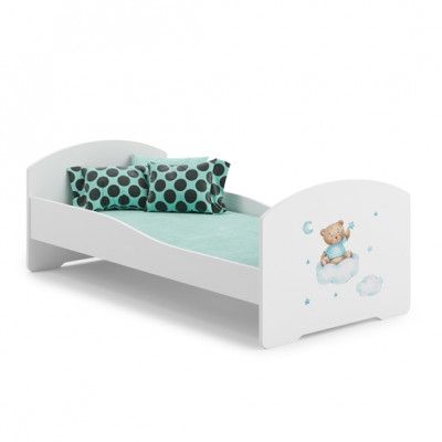 KOBI Barnsäng - Luk Med Madrass - Blue Bear - 140 x 70 Cm