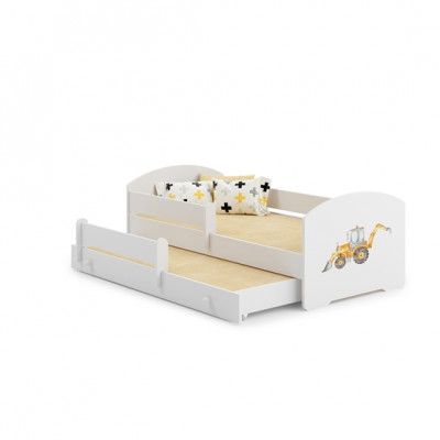 KOBI Barnsäng - Luk Med Madrass Och Extrasäng - Big Excavator - 160 x 80 Cm