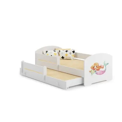 KOBI Barnsäng - Luk Med Madrass Och Extrasäng - Mermaid - 160 x 80 Cm