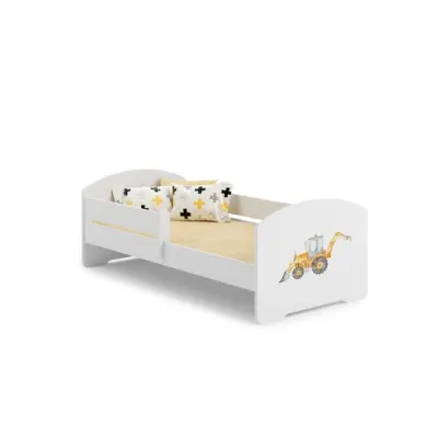 KOBI Barnsäng - Luk Med Madrass Och Skyddskant - Big Excavator - 160 x 80 Cm