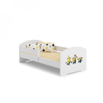 KOBI Barnsäng - Luk Med Madrass Och Skyddskant - Minionerna - 160 x 80 Cm