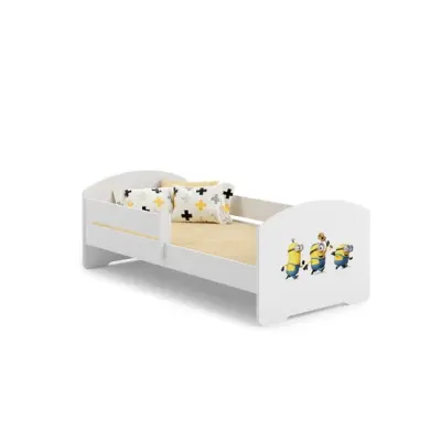 KOBI Barnsäng - Luk Med Madrass Och Skyddskant - Minionerna - 160 x 80 Cm