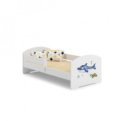 KOBI Barnsäng - Luk Med Madrass Och Skyddskant - Shark - 160 x 80 Cm