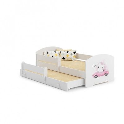 KOBI Barnsäng - Luk Med Madrass, Skyddskant Och Extrasäng - Kitty - 160 x 80 Cm