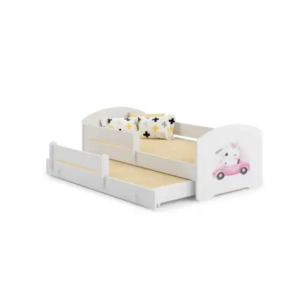 KOBI Barnsäng - Luk Med Madrass, Skyddskant Och Extrasäng - Kitty - 160 x 80 Cm