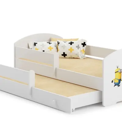 KOBI Barnsäng - Luk Med Madrass, Skyddskant Och Extrasäng - Minionerna - 160 x 80 Cm